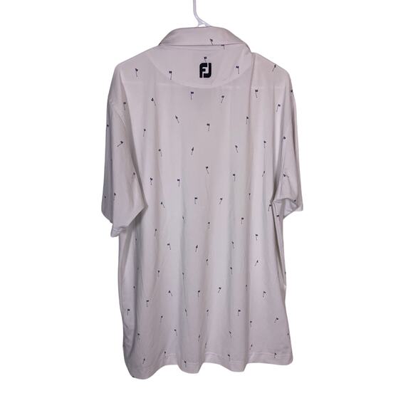 FootJoy Golf Polo Men’s XL Blue Flag Pattern Embroidered Patch Performance Shirt - Picture 3 of 6